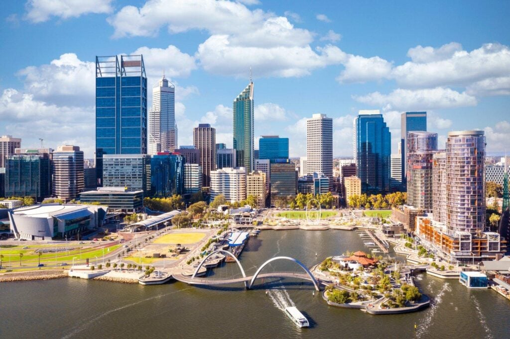 Perth city skyline and Elizabeth Quay