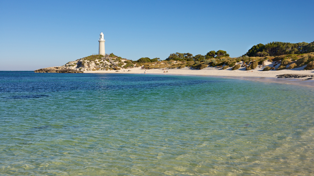 Bathurst Lighthouse and beach on Rottnest Island, WA (note: filename says Perth, image is Rottnest)