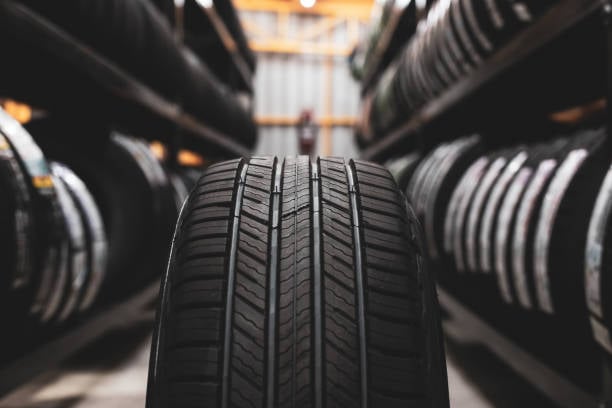 Row of new tyres, tyre business for sale
